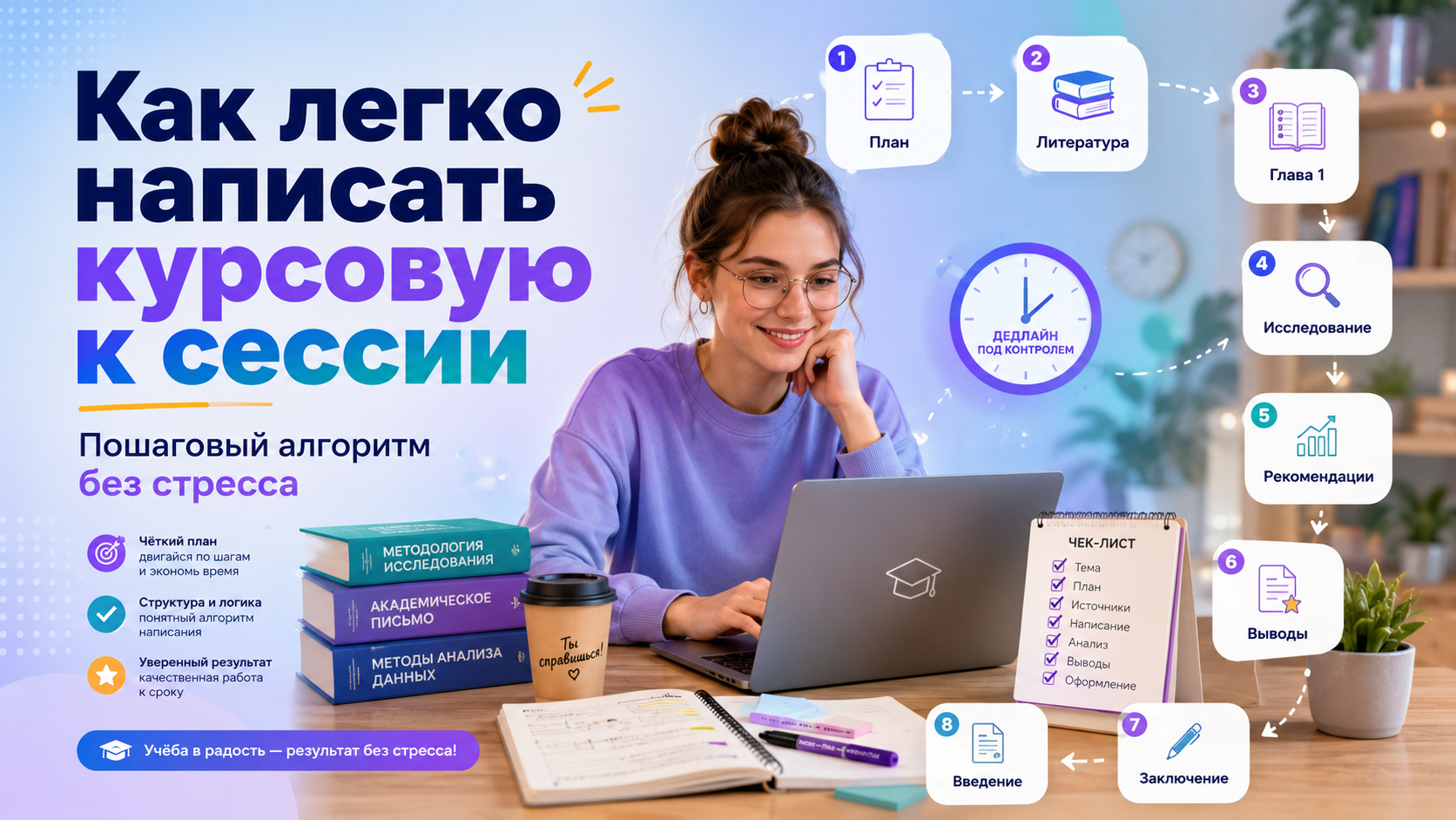 Как легко написать курсовую работу к сессии: пошаговый план без стресса и авралов
