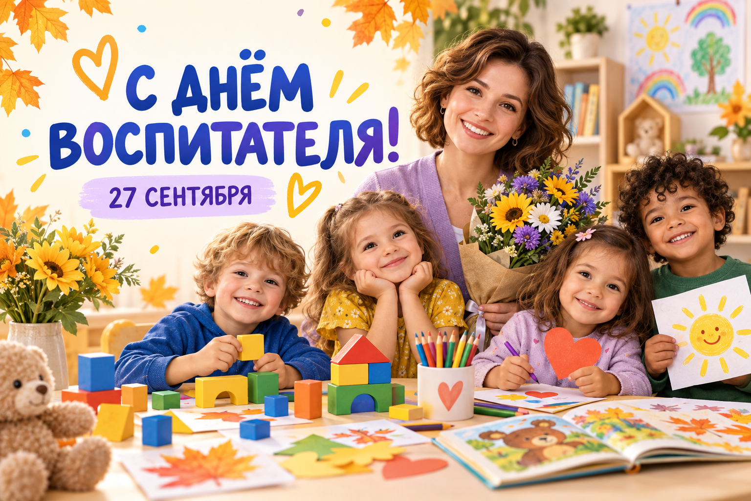 С Днём воспитателя и всех дошкольных работников! Спасибо за заботу, терпение и доброту