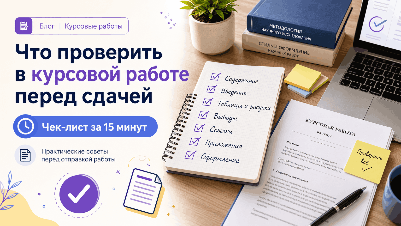 Что проверить в курсовой работе перед сдачей: чек-лист за 15 минут