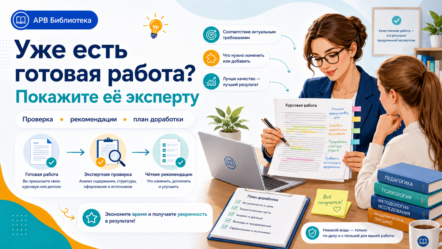 У вас уже есть готовая курсовая или дипломная? Иногда проще сначала показать её эксперту