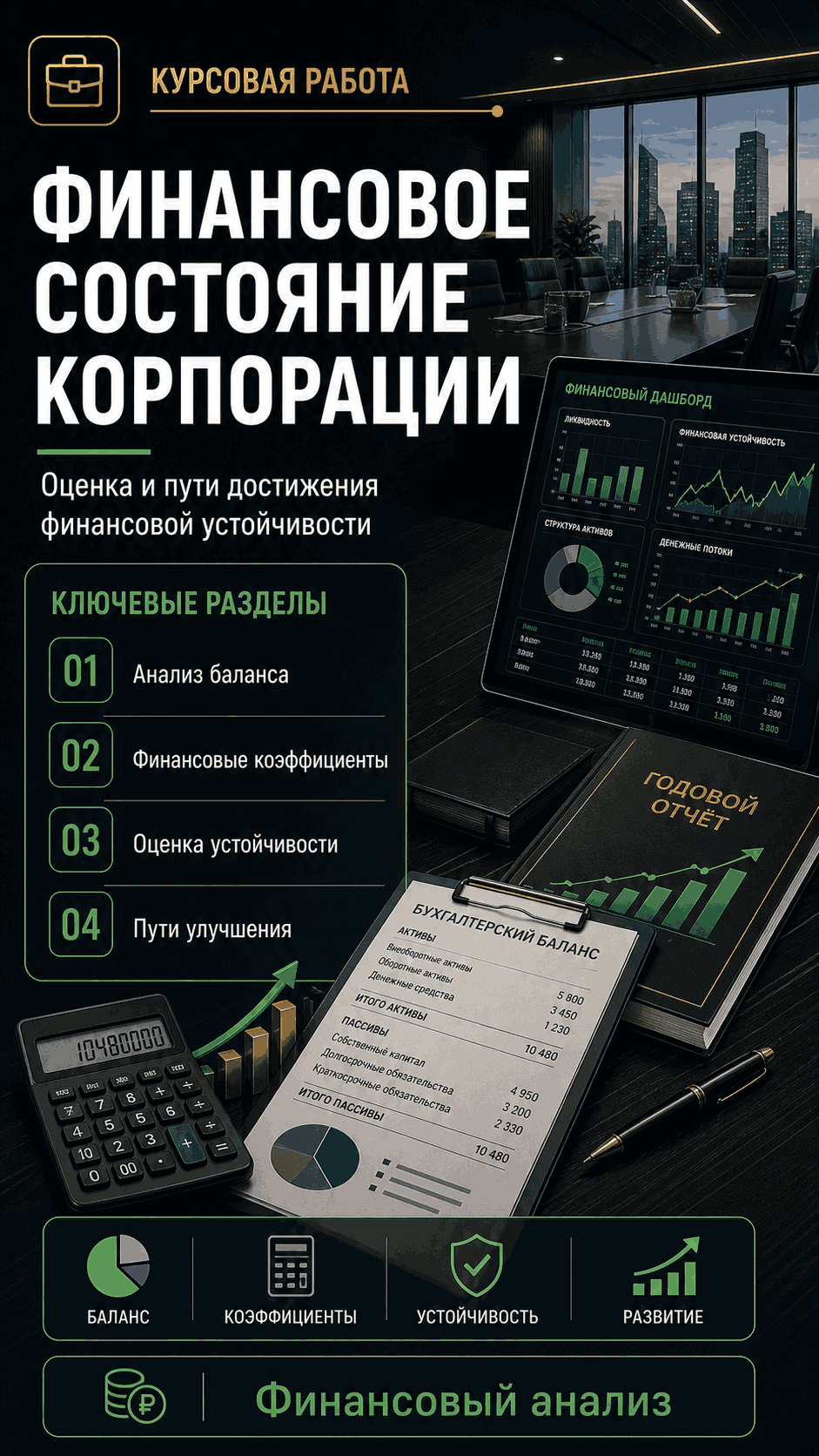 Превью материала «Оценка финансового состояния и пути достижения финансовой устойчивости корпорации (на примере АО «Мегафон Ритейл») »