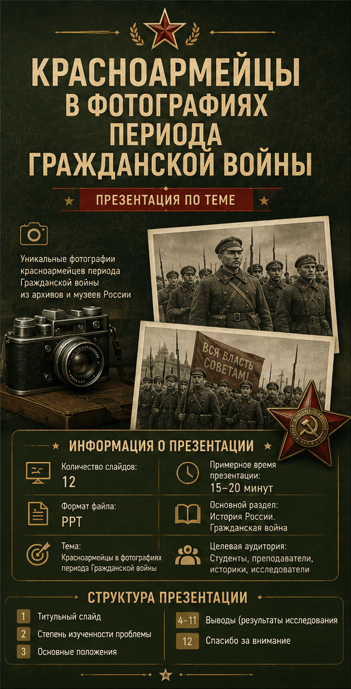 Превью материала «Презентация по теме «Красноармейцы в фотографиях периода Гражданской войны»»